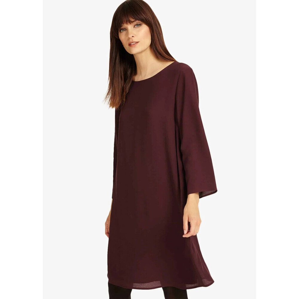 Phase Eight Pia Long Sleeve Pleat Back Dress In Merlot Size 6 US (10 UK) $189